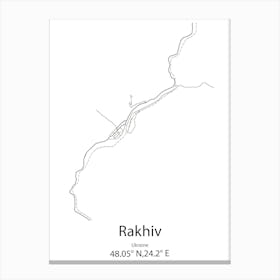 Rakhiv,Ukraine Minimalist Map Canvas Print