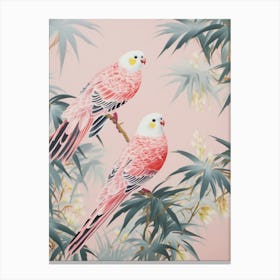 Vintage Japanese Inspired Bird Print Budgerigar 1 Canvas Print