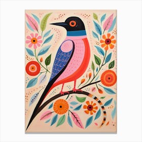 Pink Scandi Swallow 3 Canvas Print