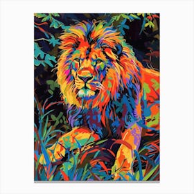Masai Lion Lion In Different Seasons Fauvist Painting 2 Canvas Print
