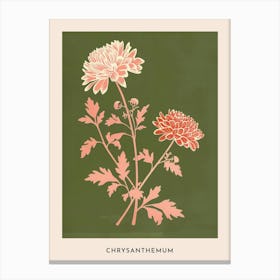 Pink & Green Chrysanthemum 2 Flower Poster Canvas Print
