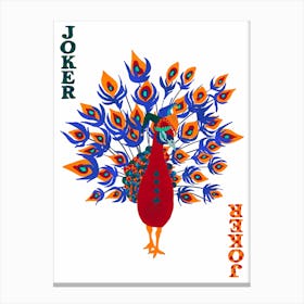 Peacock Joker Card Canvas Print