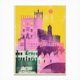 Lisbon In Risograph Style 1 Canvas Print