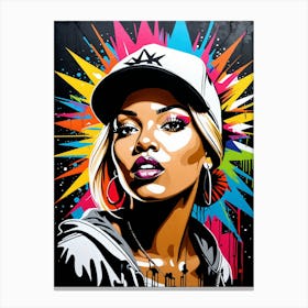 Graffiti Mural Of Beautiful Hip Hop Girl 84 Canvas Print