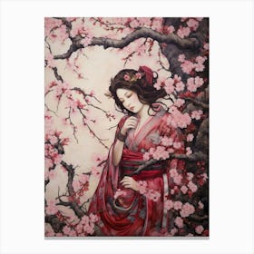 Cherry Blossoms Japanese Style Illustration 8 Canvas Print