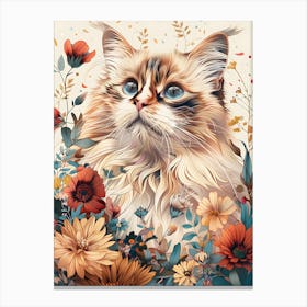 Cat In Flowers 2 Canvas Print
