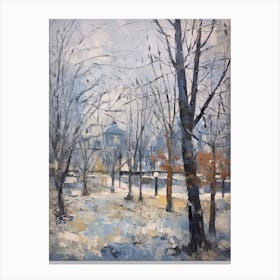 Winter City Park Painting Parc De La Tete D Or Lyon France 1 Canvas Print