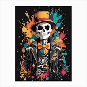 Skeleton In Hat Canvas Print