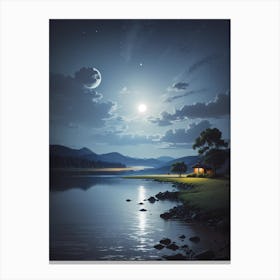 Moonlight Over Lake Canvas Print