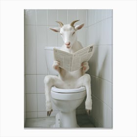 Goat On The Toilet Bathroom, Goat Lover Gift Funny Bathroom Canvas Print