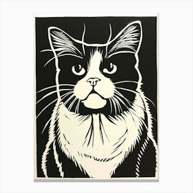 Ragdoll Cat Linocut Blockprint 2 Canvas Print