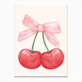 Cherry With Bow Coquette Art Print Canvas Print