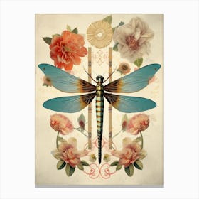 Dragonfly Botanical Vintage Illustration 5 Canvas Print