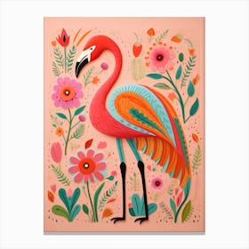 Pink Scandi Flamingo 1 Canvas Print