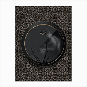 Shadowy Vintage Nodding Onion Botanical in Black and Gold Canvas Print