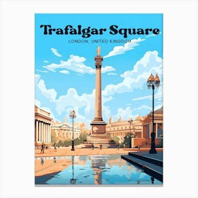 Trafalgar Square London Tourist Destination Travel Illustration Canvas Print