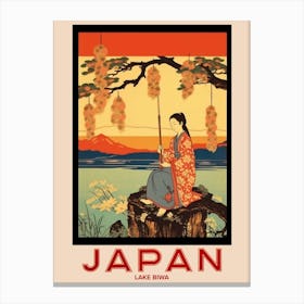 Lake Biwa, Visit Japan Vintage Travel Art 1 Canvas Print