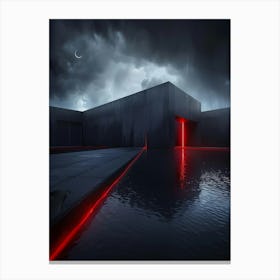 Building With A Red Light Canvas Print