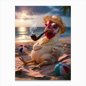 Chicken On The Beach 1 Canvas Print