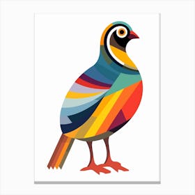 Colourful Geometric Bird Partridge 1 Canvas Print