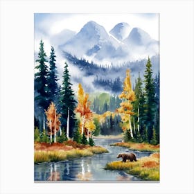 Bear By The River Canvas Print