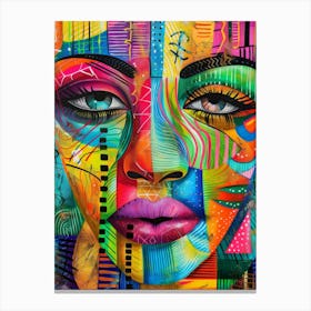 Colorful Woman'S Face Canvas Print