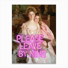 Please leave by nine vintage altered art Canvas Print