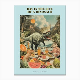 Abstract Dinosaur Jurassic Retro Collage 1 Poster Canvas Print