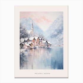 Dreamy Winter Painting Poster Hallstatt Austria 1 Canvas Print