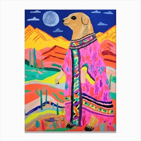 Maximalist Animal Painting Meerkat 2 Canvas Print