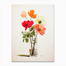 Watercolor Flowers In A Vase Canvas Print