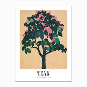 Teak Tree Colourful Illustration 2 Poster Canvas Print