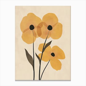 Yellow Poppies Boho Minimalist Style Canvas Print