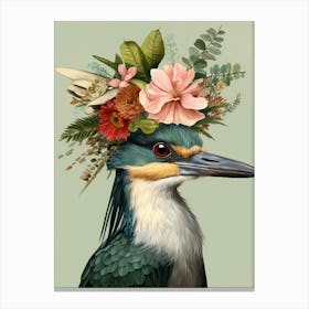 Bird With A Flower Crown Green Heron 2 Canvas Print