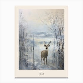 Vintage Winter Animal Painting Poster Deer 5 Canvas Print