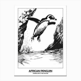 Penguin Diving Into The Water Poster Canvas Print