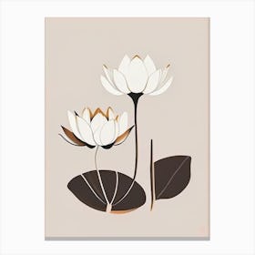 Lotus Flowers In Park Retro Minimal 6 Canvas Print