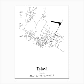 Telavi,Georgia Minimalist Map Canvas Print