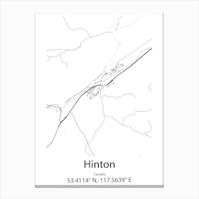 Hinton,Canada Minimalist Map Canvas Print