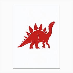 Red Stegosaurus Dinosaur Silhouette 1 Canvas Print
