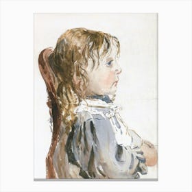 Girl In A Pinafore, David Cox Canvas Print