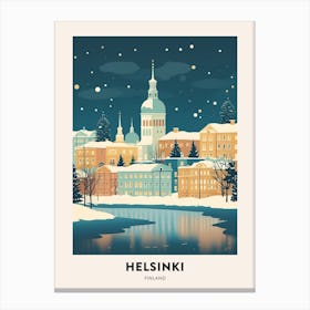 Winter Night  Travel Poster Helsinki Finland 1 Canvas Print