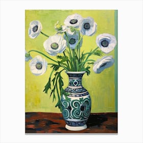 Flowers In A Vase Still Life Painting Anemone 3 Canvas Print