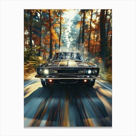 Speeding Car In The Forest Canvas Print