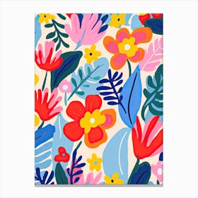 Whimsical Flower Ballet; Matisse'S Inspired Colorful Flower Market Canvas Print