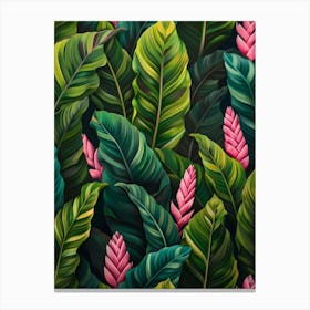 Tropical Leaves Seamless Pattern 13 Canvas Print