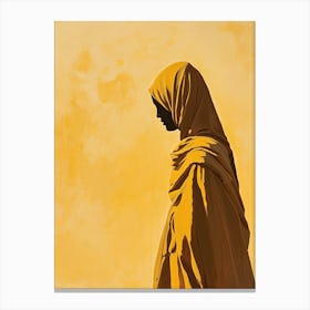 Silhouette Of A Arabian Woman In Yellow Canvas Print