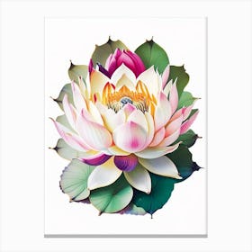 Lotus Flower, Buddhist Symbol Decoupage 1 Canvas Print