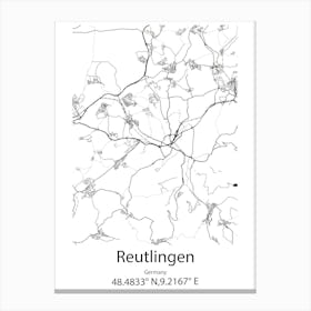 Reutlingen,Germany Minimalist Map Canvas Print