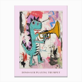 Abstract Dinosaur Scribble Playing The Trumpet 3 Poster Canvas Print